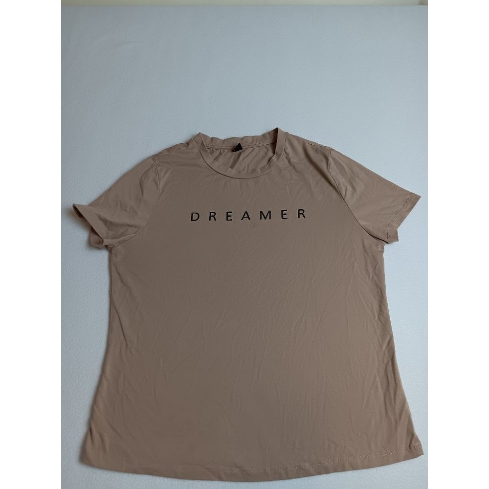 SHEIN DREAMER Graphic T-Shirt Womens Size L Tan Brown Short Sleeve Crew Neck Tee